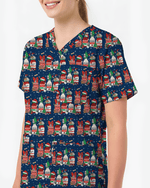 Funny Medical Christmas Medicine Bottle Nurse Scrub Top - Scrubloop