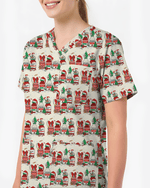Funny Medical Christmas Medicine Bottle Nurse Scrub Top - Scrubloop