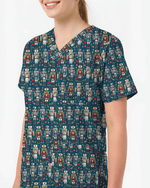 Funny Nutcracker Nurse Christmas Scrub Top - Scrubloop
