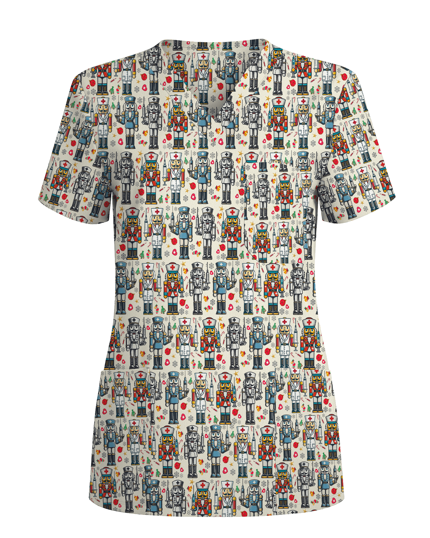Funny Nutcracker Nurse Christmas Scrub Top - Scrubloop