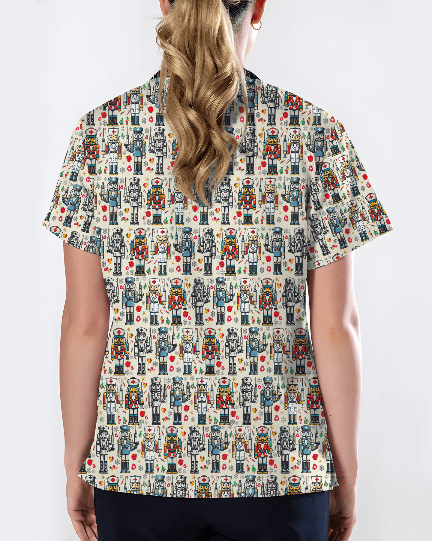 Funny Nutcracker Nurse Christmas Scrub Top - Scrubloop