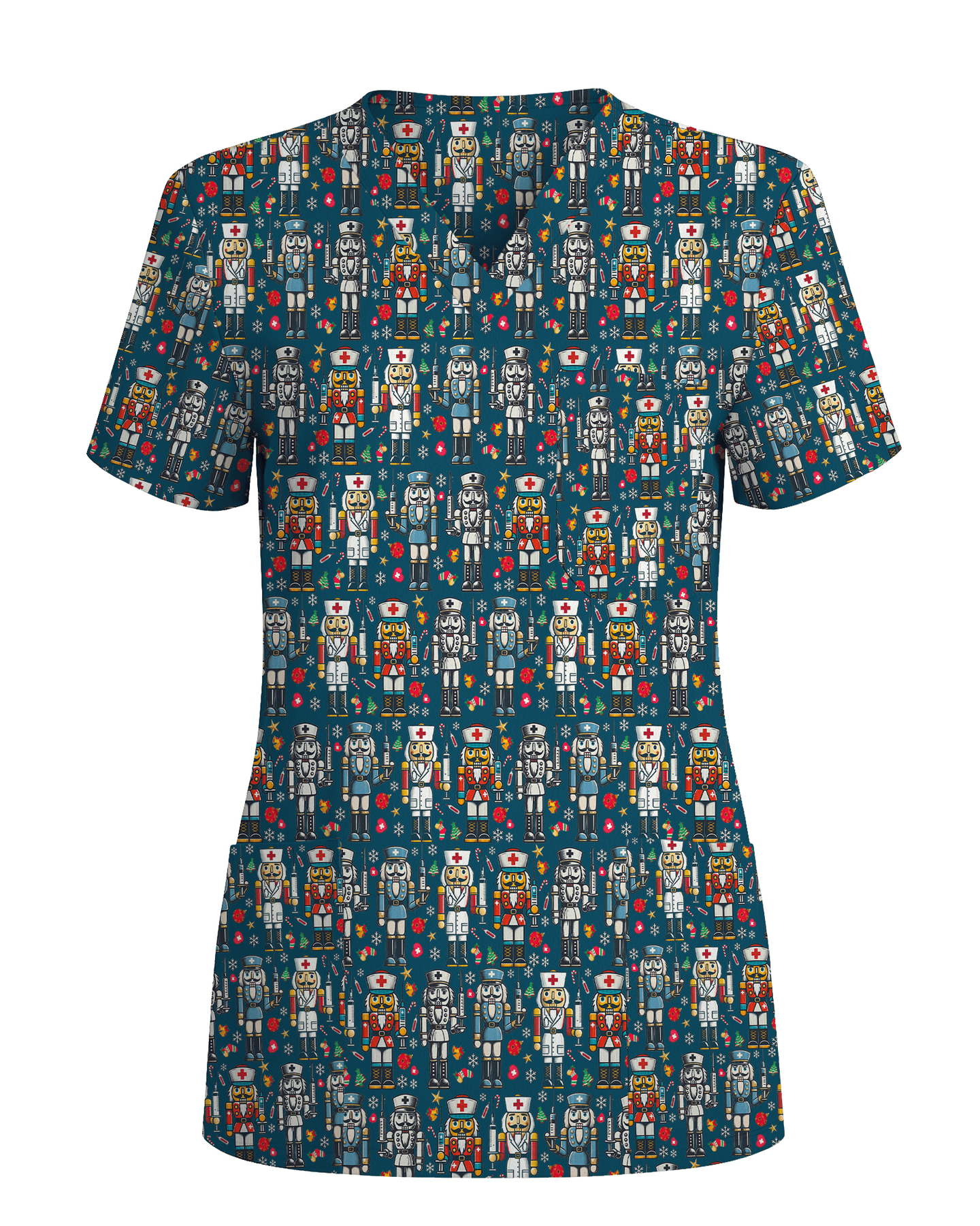 Funny Nutcracker Nurse Christmas Scrub Top - Scrubloop