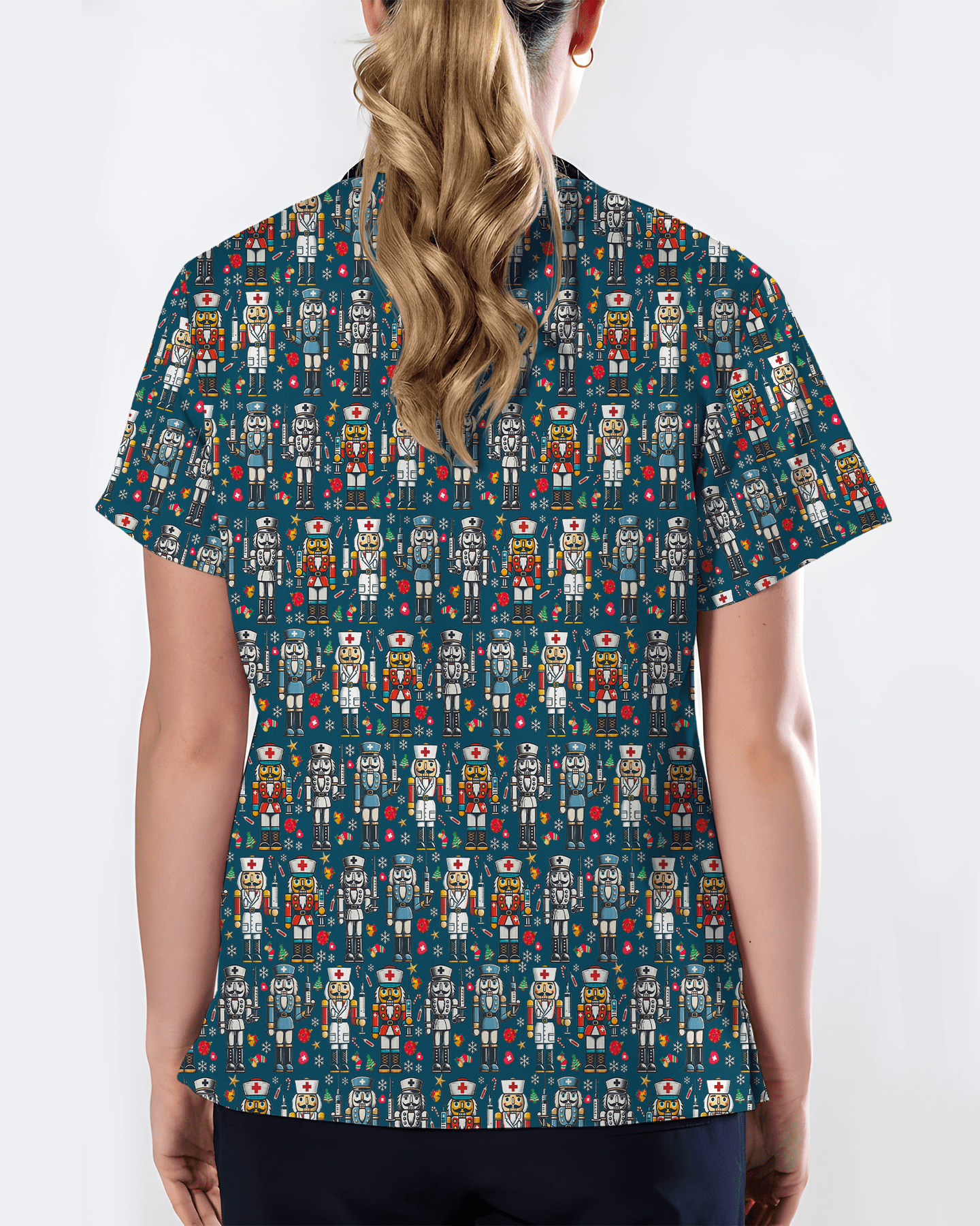 Funny Nutcracker Nurse Christmas Scrub Top - Scrubloop