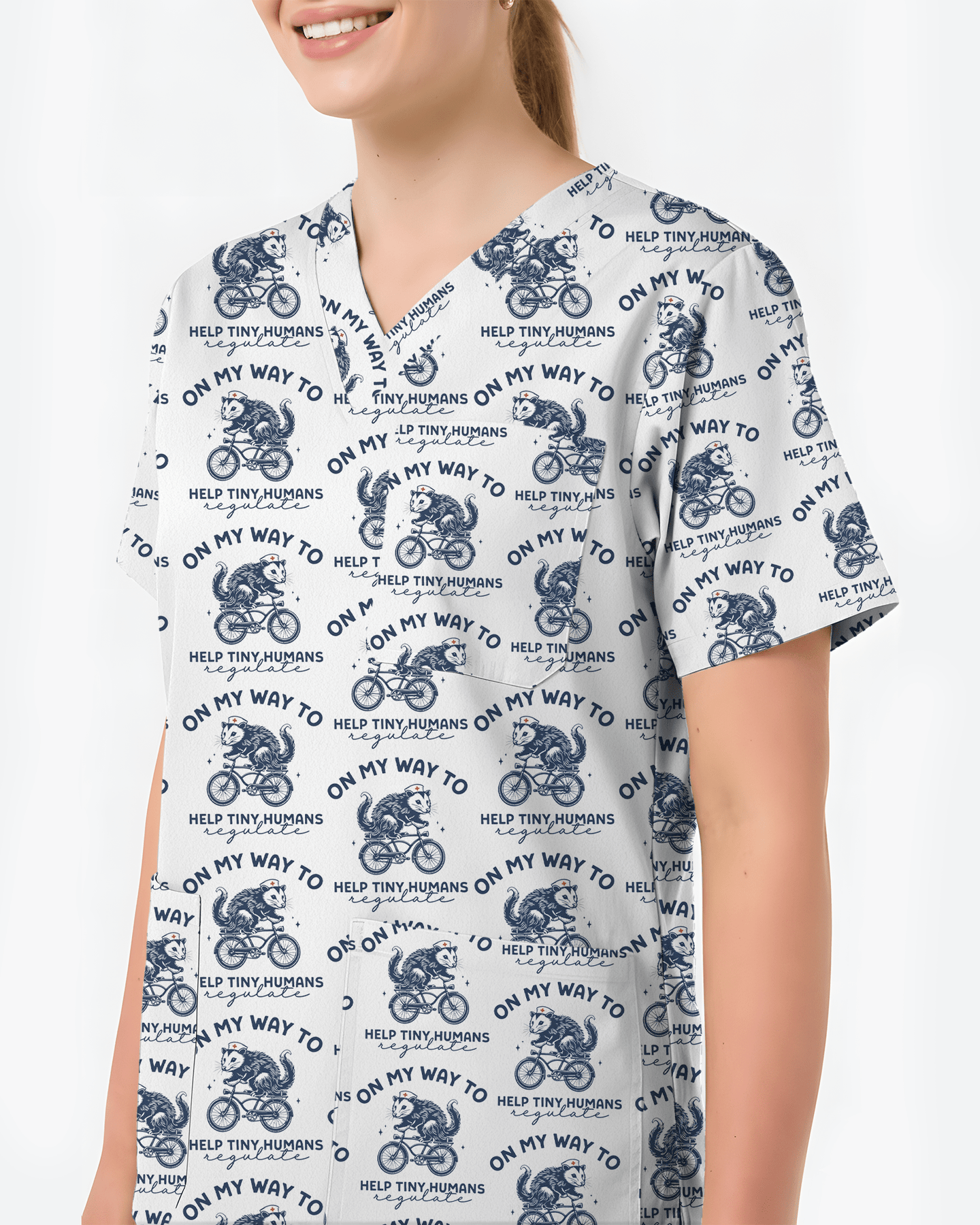 Funny Opossum Pediatric Nurse Scrub Top - Scrubloop