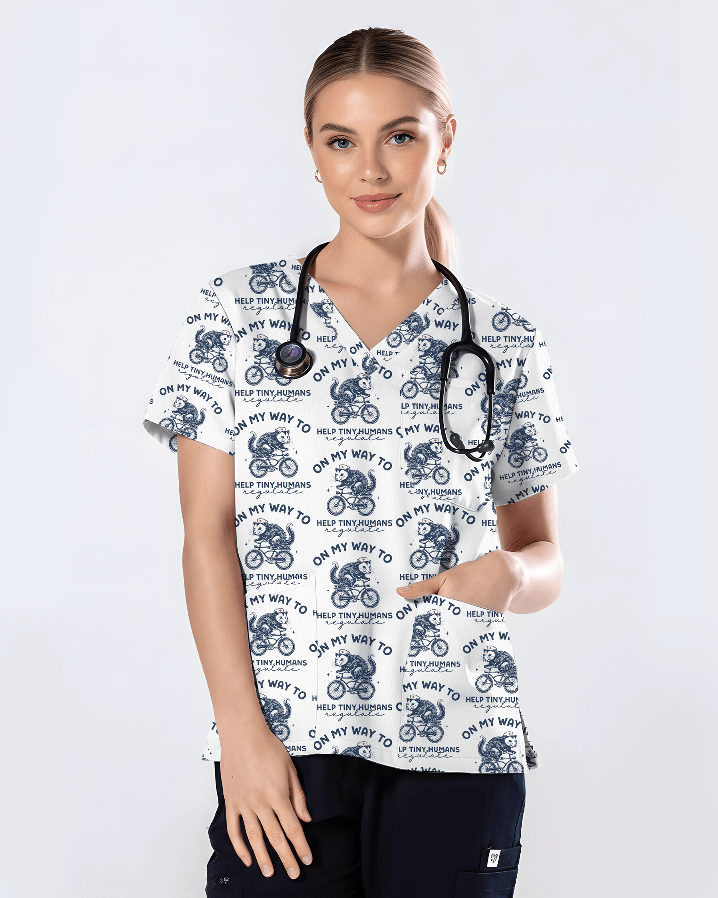 Funny Opossum Pediatric Nurse Scrub Top - Scrubloop