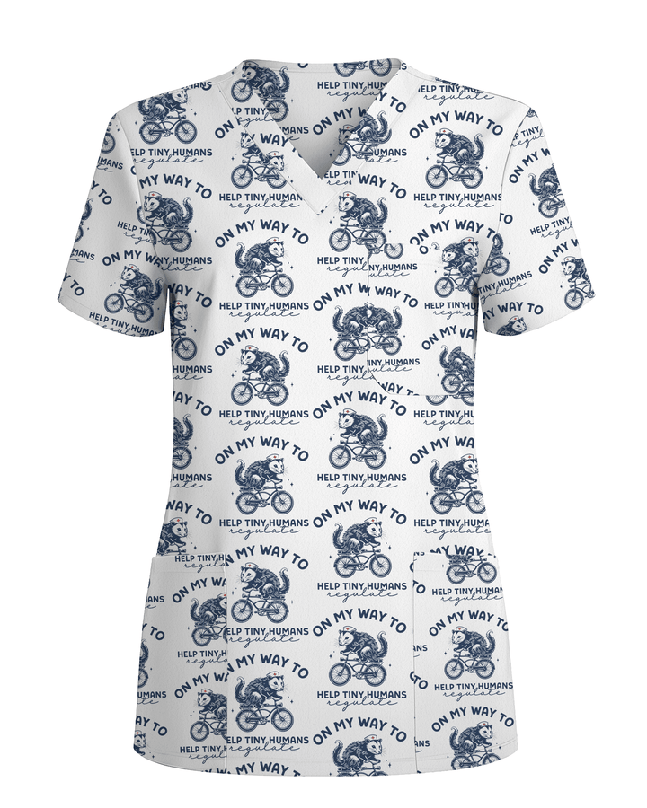 Funny Opossum Pediatric Nurse Scrub Top