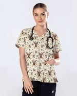 Funny Reindeer Nurse Christmas Scrub Top - Scrubloop