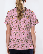 Funny Reindeer Nurse Christmas Scrub Top - Scrubloop