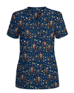 Funny Reindeer Nurse Christmas Scrub Top - Scrubloop
