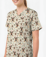 Funny Reindeer Nurse Christmas Scrub Top - Scrubloop