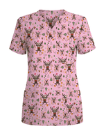 Funny Reindeer Nurse Christmas Scrub Top - Scrubloop