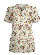 Funny Reindeer Nurse Christmas Scrub Top - Scrubloop
