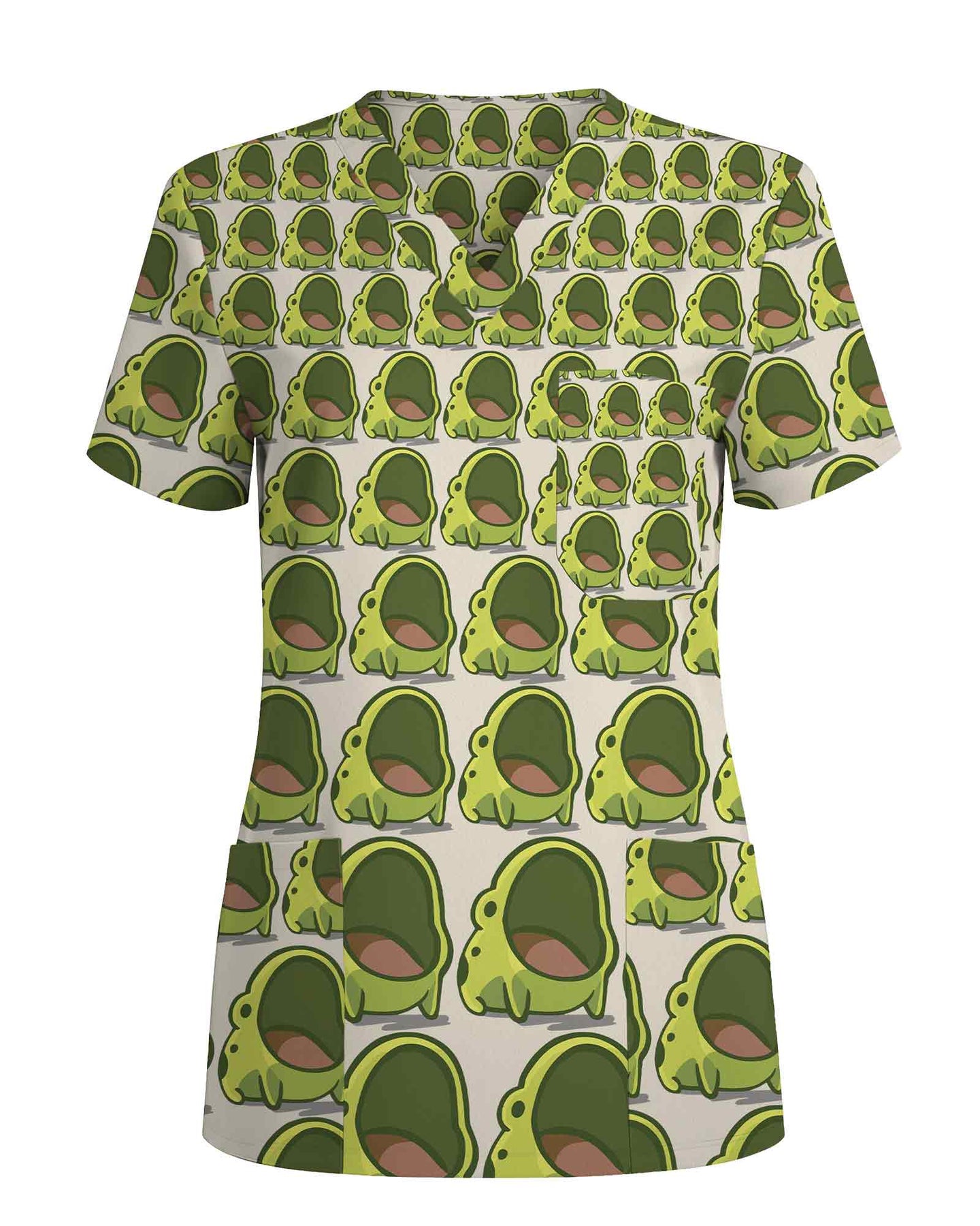 Funny Screaming Frog Cute Nurse Scrub Top - Scrubloop