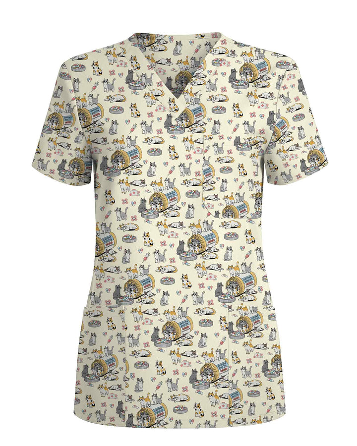 Funny Serotonin Booster Cat Nursing Scrub Top