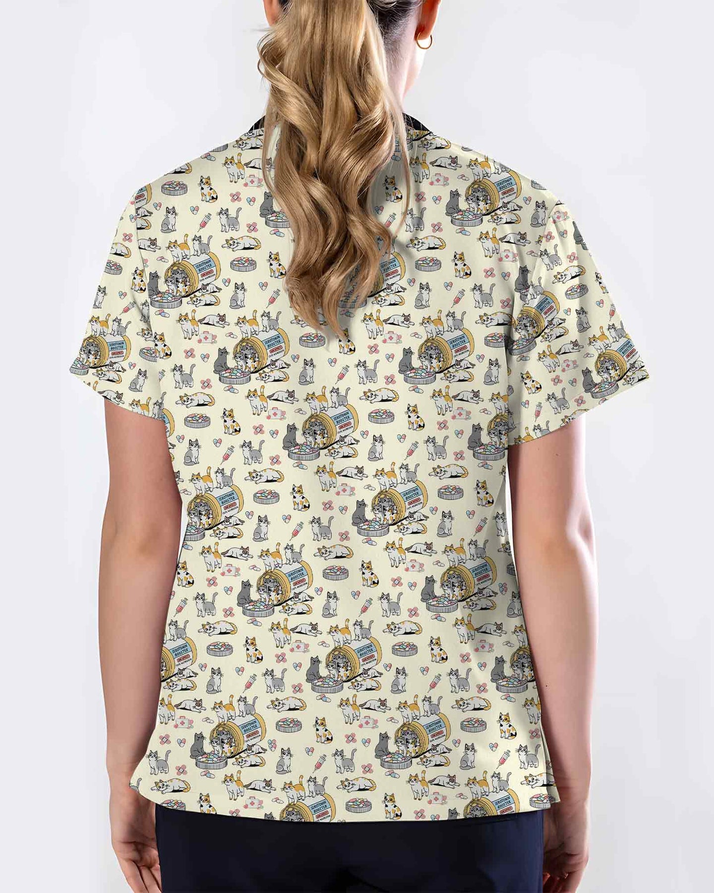 Funny Serotonin Booster Cat Nursing Scrub Top - Scrubloop