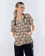 Funny Silent Night Medical Christmas Scrub Top - Scrubloop