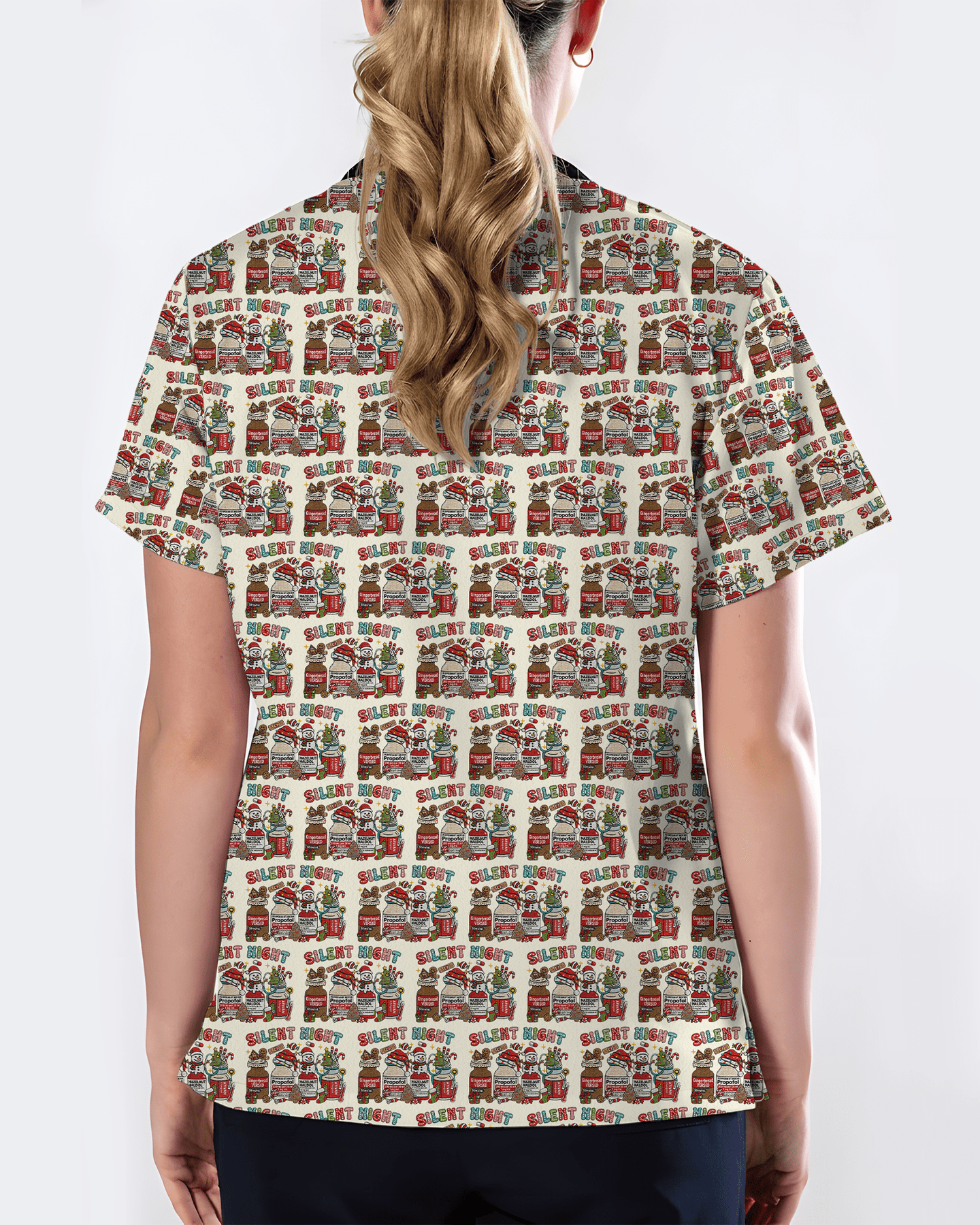 Funny Silent Night Medical Christmas Scrub Top - Scrubloop