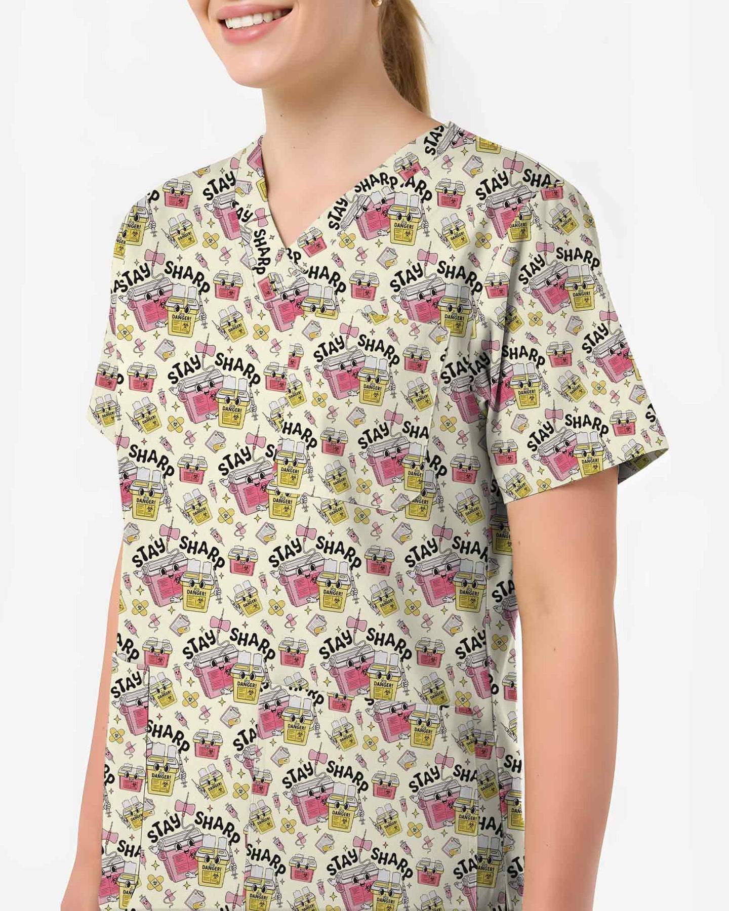 Funny Stay Sharp Nurse Medical Scrub Top - Scrubloop