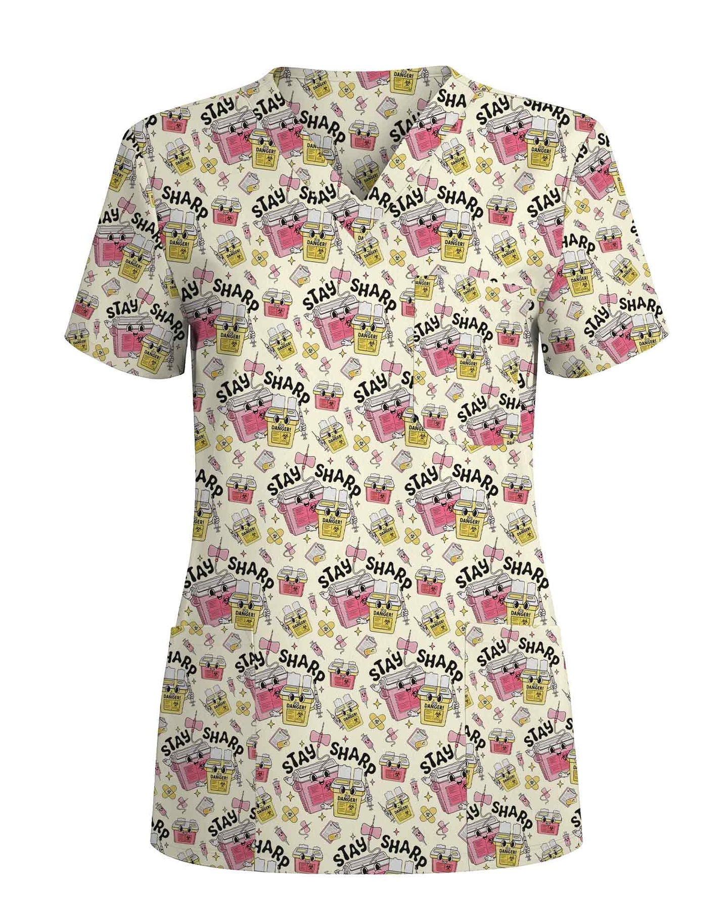 Funny Stay Sharp Nurse Medical Scrub Top - Scrubloop