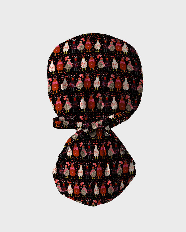 Funny Valentine Chicken with Heart Illustration Scrub Cap