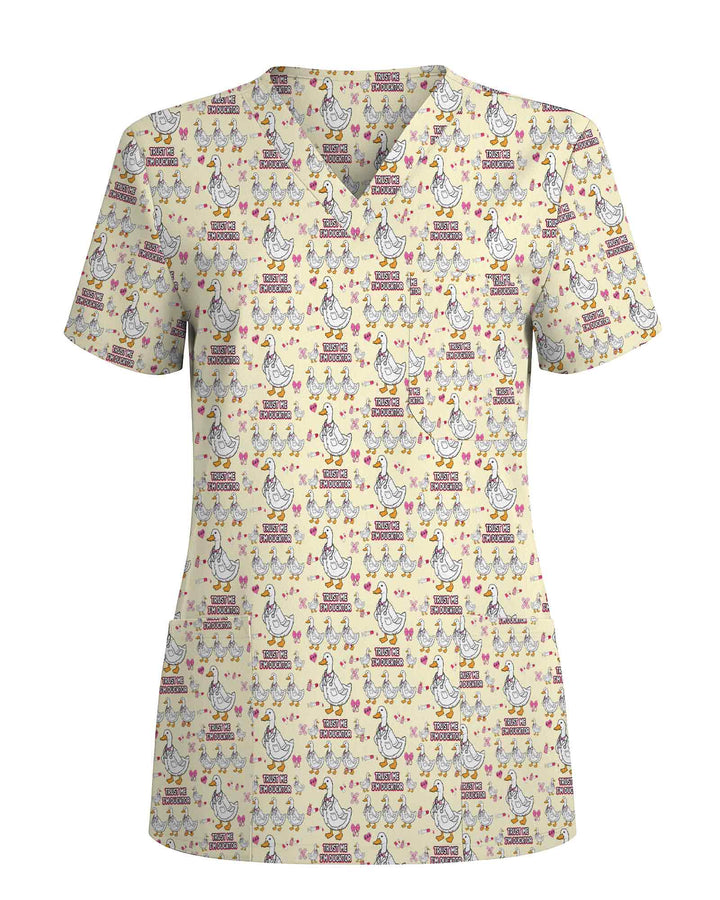 Funny Yellow Ducktor Scrub Top