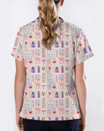 Hand-Drawn Colorful Nurse Life Doodle Scrub Top - Scrubloop