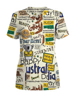 Happy Australia Day Graphic Scrub Top - Scrubloop