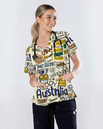 Happy Australia Day Graphic Scrub Top - Scrubloop