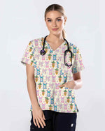 Happy Easter Carrot Nursing Scrub Top - Scrubloop