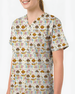 Happy Easter Dachshund Bunny Ears Cute Nurse Scrub Top - Scrubloop