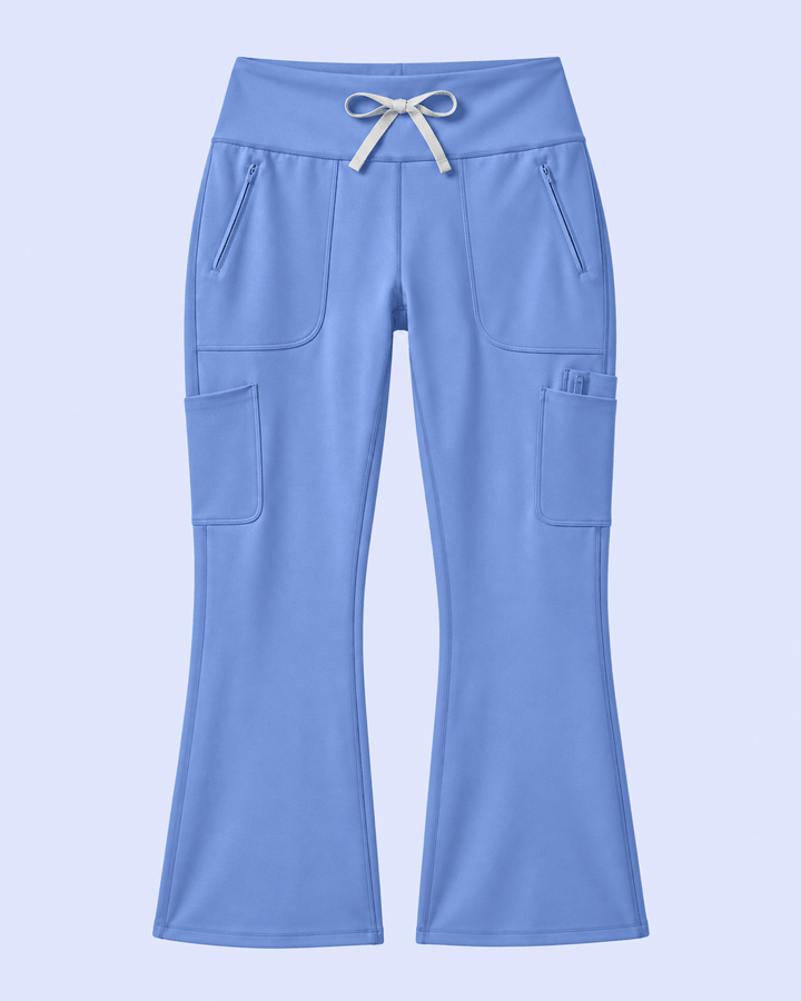 High-Rise Flare Scrub Legging Big Size Ceil Blue