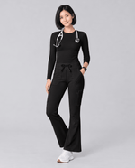 High-Rise Flare Scrub Legging Black - Scrubloop