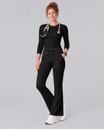 High-Rise Flare Scrub Legging Black - Scrubloop