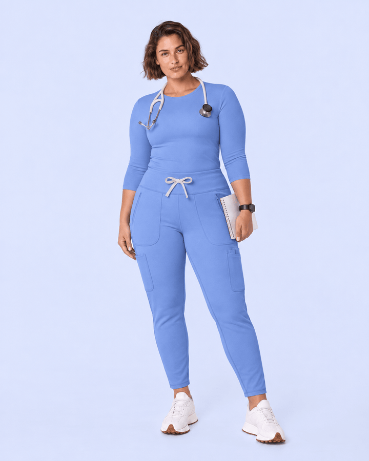 Curved High-Rise Scrub Legging Ceil Blue
