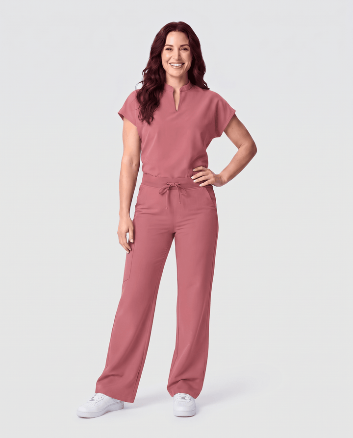 High Waisted Wide Leg Pant Berry Spice