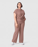 High Waisted Wide Leg Pant Smokey Taupe - Scrubloop