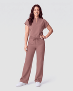 High Waisted Wide Leg Pant Smokey Taupe - Scrubloop