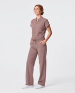 High Waisted Wide Leg Pant Smokey Taupe - Scrubloop