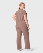 High Waisted Wide Leg Pant Smokey Taupe - Scrubloop