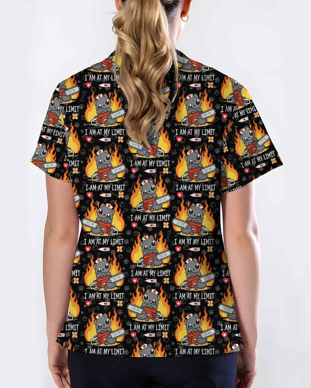 I Am At My Limit Cat Scrub Top - Scrubloop