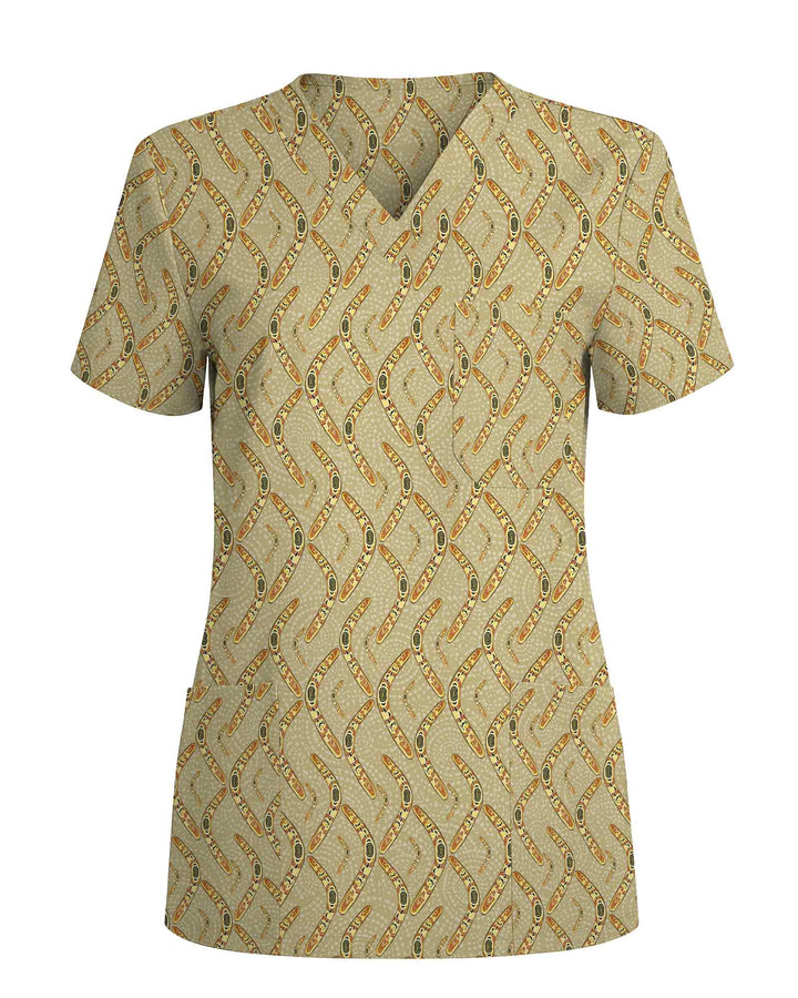 Indigenous Boomerang Art Medical Scrub Top