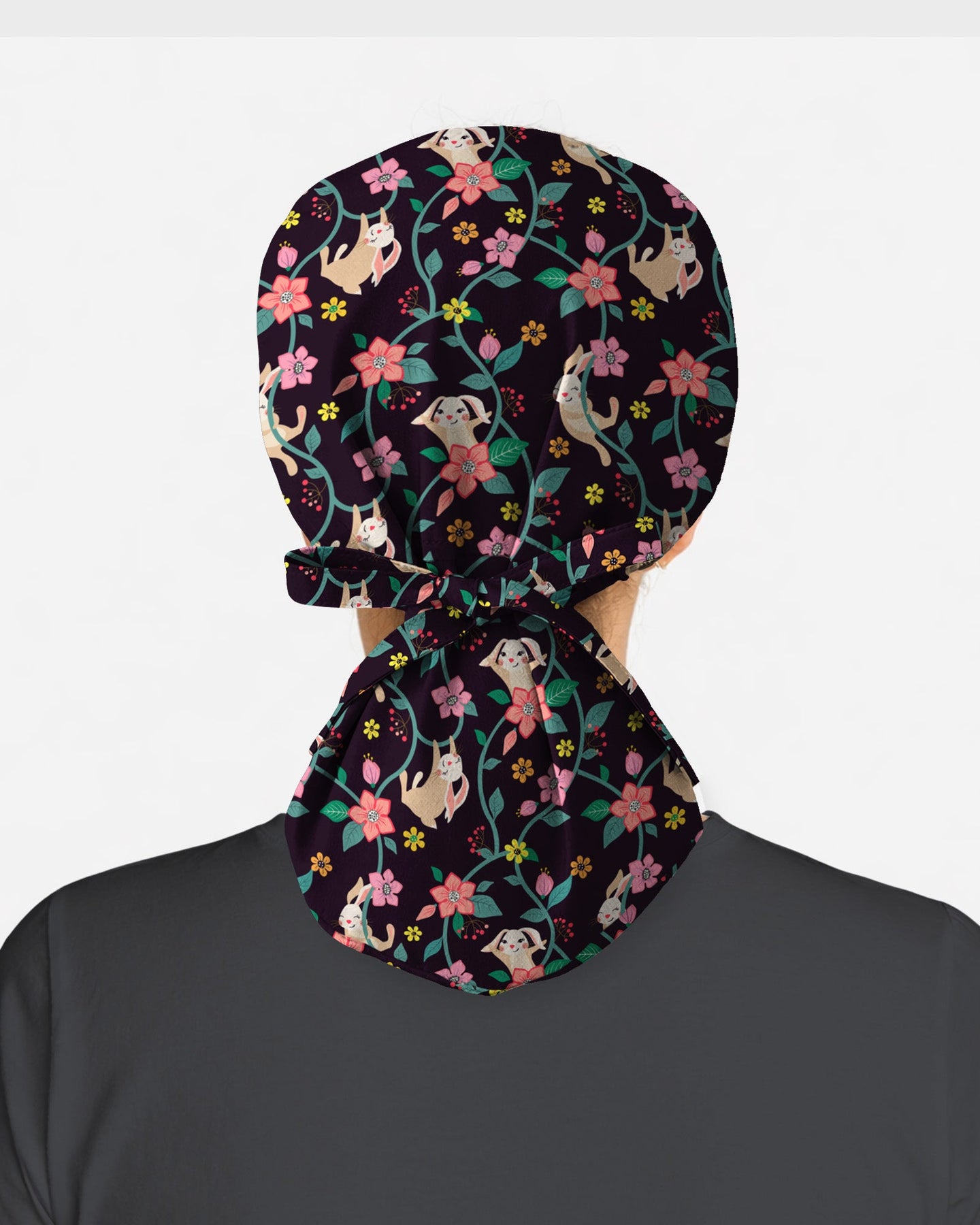 Kitty Flower Garden Scrub Cap - Scrubloop