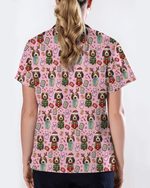Knit Puppy Love Christmas Holiday Nursing Scrub Top - Scrubloop