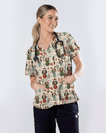 Knit Puppy Love Christmas Holiday Nursing Scrub Top - Scrubloop