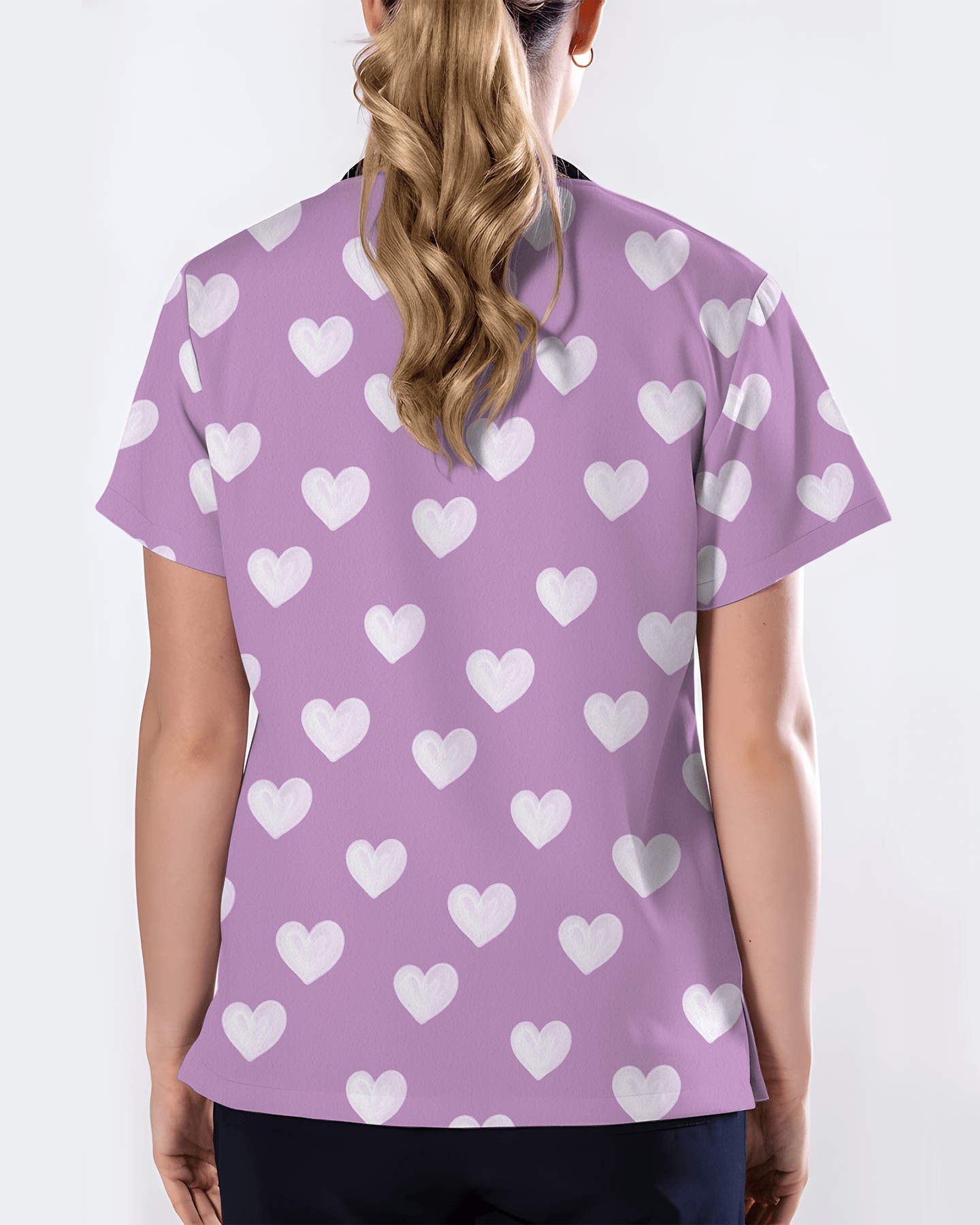 Lavender Love Soft Floral Serenity Glow Women Scrub Top - Scrubloop