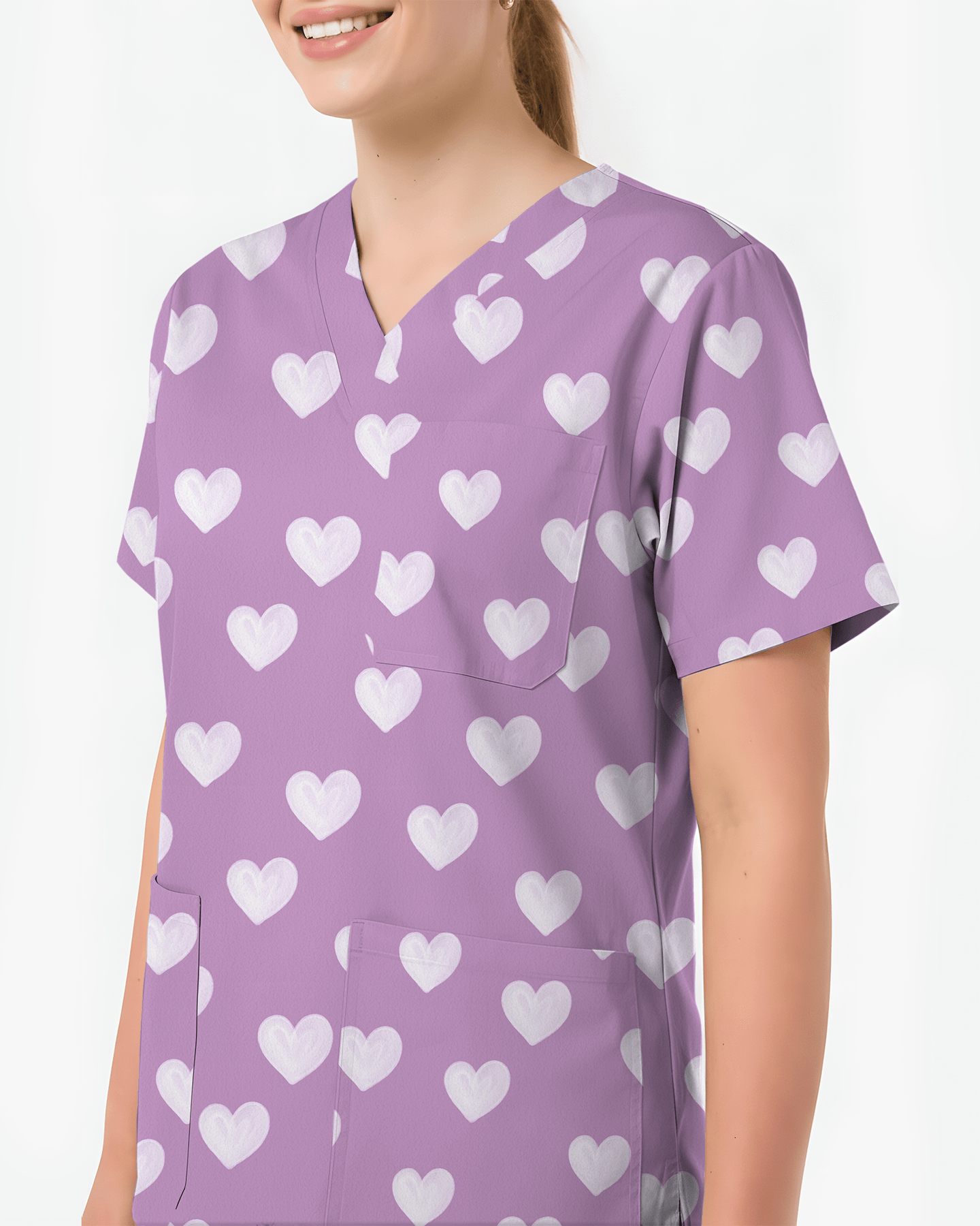 Lavender Love Soft Floral Serenity Glow Women Scrub Top - Scrubloop
