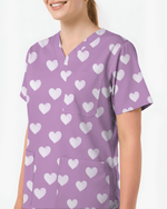 Lavender Love Soft Floral Serenity Glow Women Scrub Top - Scrubloop