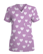 Lavender Love Soft Floral Serenity Glow Women Scrub Top - Scrubloop