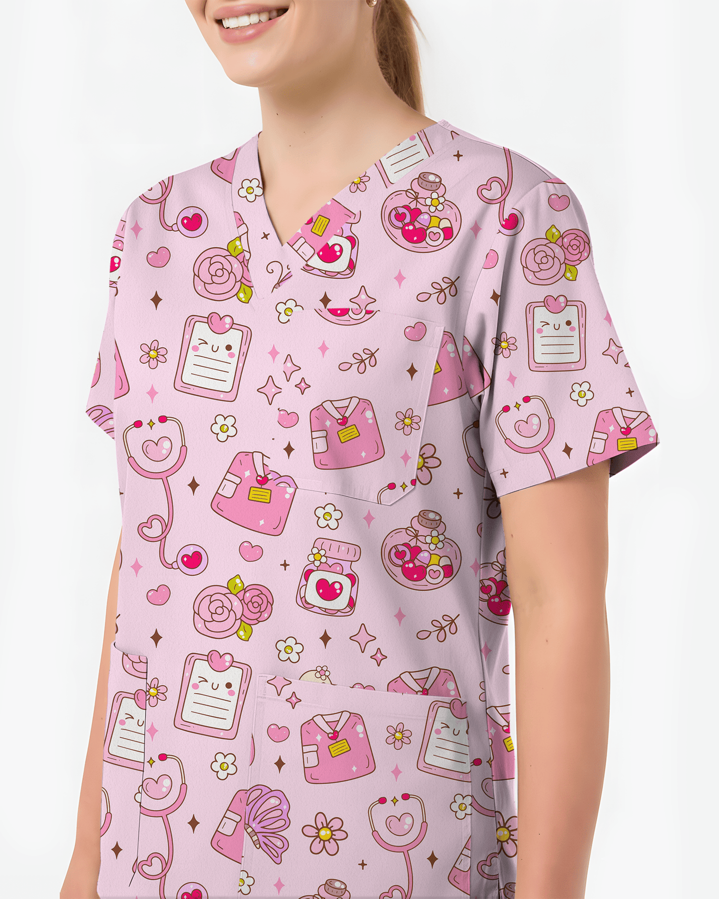 Little Remedies Gentle Care Icons Women Scrub Top - Scrubloop