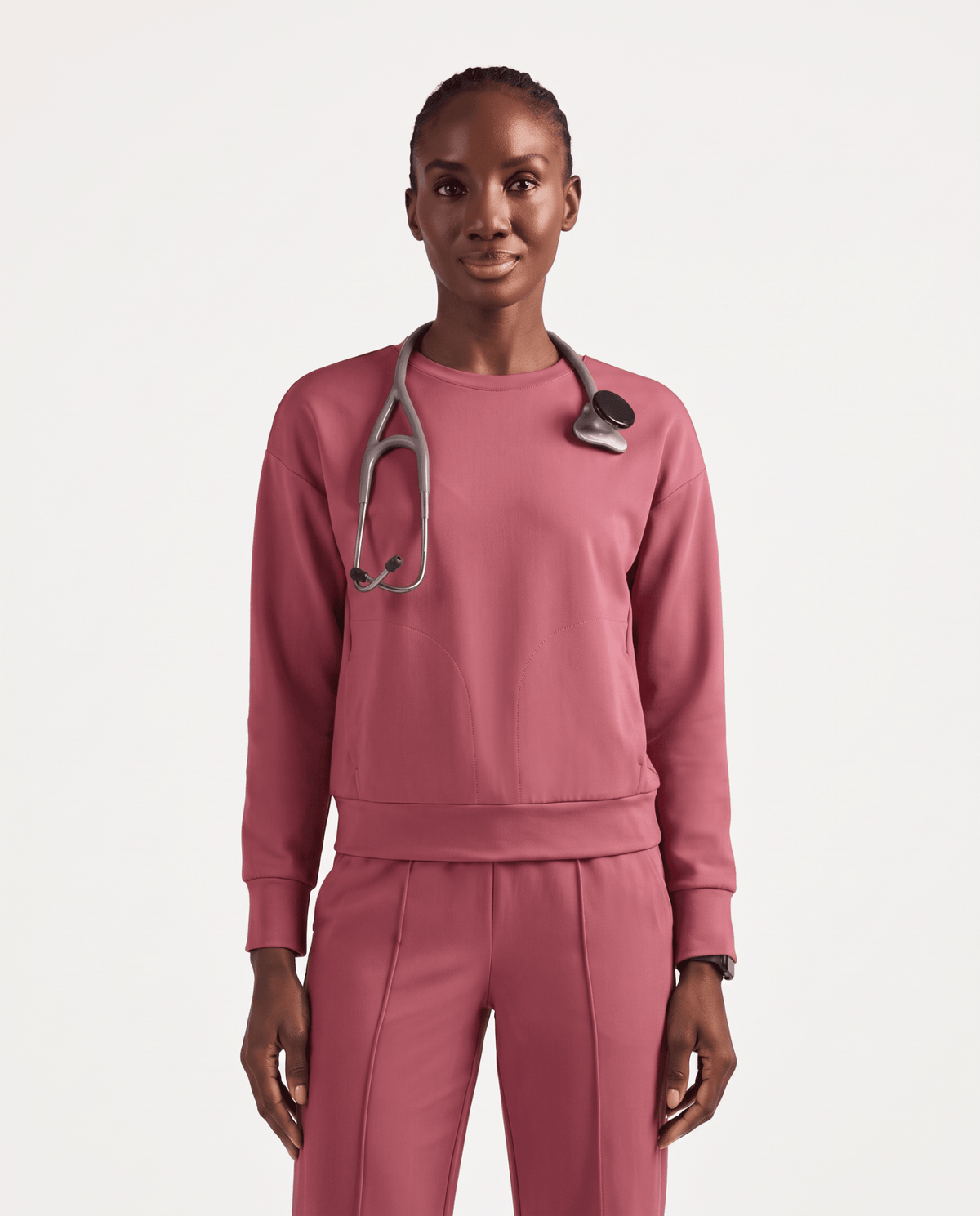 Long-Sleeve Crew-Neck Top Berry Spice - Scrubloop